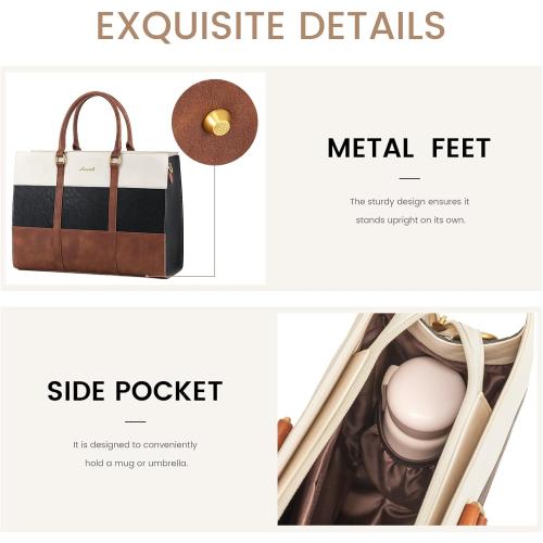 LOVEVOOK Laptop Bag for Women 17.3 Inch Laptop Tote Bag Vintage Leather Work Bags for Women Professional Computer bag