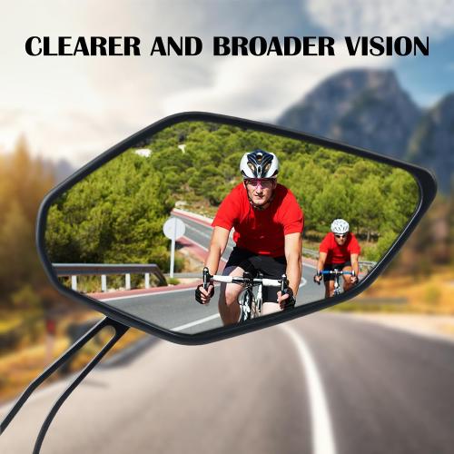 2 Pack Bike Mirrors, 360°Rotatable HD Wide Angle Rear View Mirror - Universal Handlebar Accessories for Mountain/Road Bike, Scooter, E-Bike (Black)
