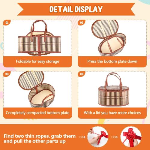 Tioncy 6 Set Baskets for Gifts Empty Bulk Large Woven Bamboo Gift Basket Kit with Handles, Clear Cellophane Wrap Baskets for Valentine's Day, Baby Shower, Birthday Party Gift Bags(Yellow)