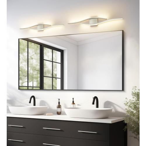 Joossnwell Bathroom Vanity Light Modern Bathroom Lighting Fixture Over Mirror Brushed Nickel 5CCT Dimmable Led Bath Vanity Light Bar 31.5 Inch