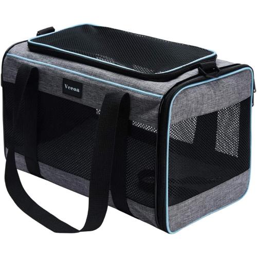 19x12x12 Inches GREY Vceoa Cat, Dog Carrier for Pets Up to 22 Lbs, Soft-Sided Cat Bag Animal Carriers Travel Puppy Carry As a Toy of Fabric Pet Home