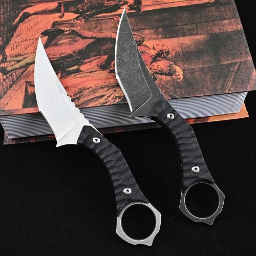 Gtk152 Fixed Blade Knife, D2 Steel Blade G10 Handle EDC Tool Knives with Kydex Sheath, Cool Strong Sharp Fixed Knife for Outdoor Camping Hunting(Silver)