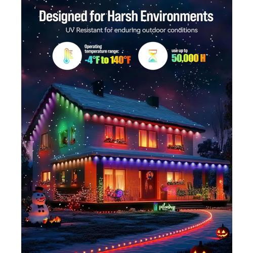 Permanent Outdoor Lights for House, 300ft Smart RGB Eaves Lights App Control Remote, DIY IP67 Waterproof Under Eave Lighting, Outside led Lights for House,Party,Christmas Decorations