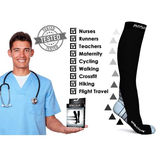 Physix Gear Compression Socks 20-30 mmHg - Men & Women - Running, Nurses, Shin Splints, Flight, Travel