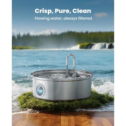 oneisall Dog Water Fountain, 7L/230oz/1.8G Quiet Dog Fountain Water Bowl, Stainless Steel Dog Water Fountain with Visual Water Level&Triple Filtration for Large Medium Small Breed Dogs Pets