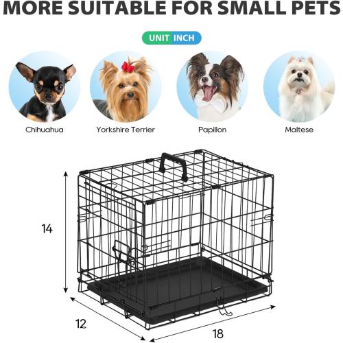 BestPet | Dog Crate | 18 | Black | Foldable Metal Kennel with Double Doors, Secure Slide-Bolt Latches, Leakproof Tray | Portable Dog Cage for Small Breeds | for Travel, Indoor & Outdoor Use
