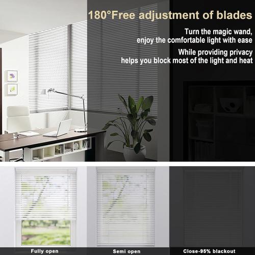 Cordless 1 Mini Blinds Suitable for 32.5 W x 64 H Windows Darkening Waterproof Aluminum Heat Resistant Horizontal Window Blinds & Shades Hidden Install for Bedroom,Kitchen,Bathroom