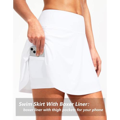 Size L MOTEEPI Women's High Waisted Swim Skirt with Zipper Pockets Tummy Control Bathing Suit Swimsuit Tankini Bottoms