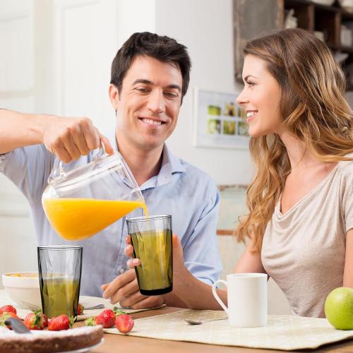 Top-spring Plastic Reusable Drinking Glasses Set of 8 | BPA-Free 16-Ounce Stackable Kitchen Plastic Water Tumblers Shatterproof Drinking Cups Grey