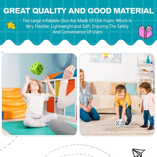 Shappy 3 Inches Foam Dice Fun Filled Large Educational Toy Kawaii Giant Decorative Eva Foam Jumbo Dice Big Square Building Blocks for Board Game Nights Learning Sessions(Red Green White,3 Pcs)