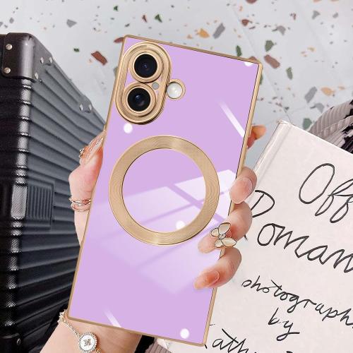 KANGHAR Case Designed for iPhone 17 Magnetic [Compatible with MagSafe] Luxury Cute Plating Design Case Full-Body Anti-Scratch Shockproof Bumper Protective Cover Purple