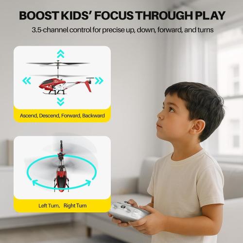 Color red SYMA S107H-E RC Helicopter for Kids 8-12 and Beginners, Remote Control Helicopter with Altitude Hold, 2 Speed Modes, Whole Alloy Toy for Boys Girls Indoor Gift