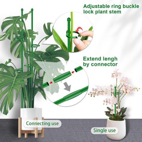 Plant Support Stakes 15 Inch for Indoor Plants,10 Pcs SupKing Orchid Sticks with Clips Garden Stake Extended for Outdoor Potted Tomato Rose Vegetables House Palnts Comes with 20 Plants Ties