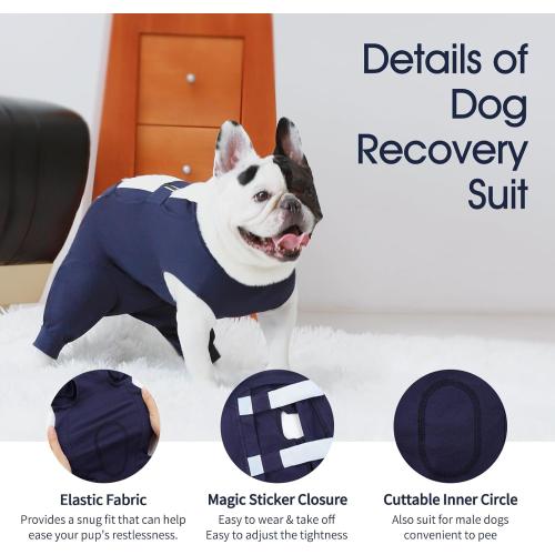 IECOii Dog Surgical Recovery Suit Male Female,Breathable Dog Bodysuit Dog Cone Alternative After Surgery with Pee Hole,Soft Dog Onesie for Spay Neuter Surgery Recovery Prevent Licking,XXXL-Blue