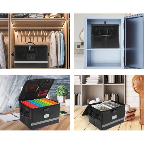 File Organizer, Fireproof File Box with Lids, Important Document Organizer Box with Lock, Portable File Folder Organizer with Handle