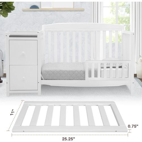 Toddler Safe Guardrail Compatible with Delta Children Convertible Crib, Crib Rail for Prevent Toddler from Rolling Off The Bed, White