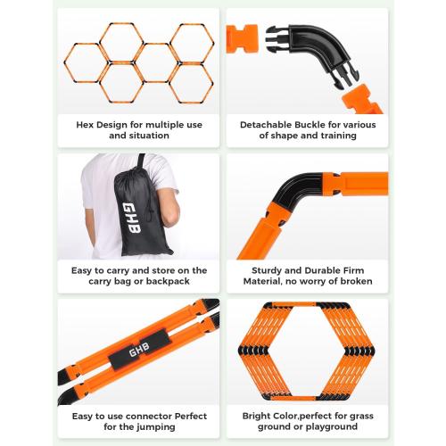 GHB Hex Agility Rings Speed Rings with Carrying Bag 6 Set
