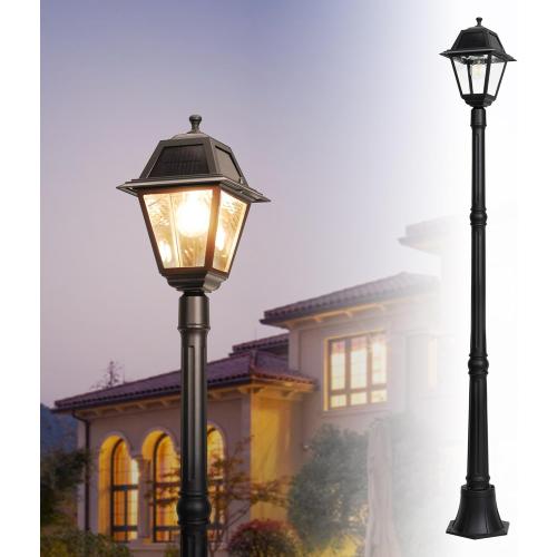 LUTEC LED Post Solar Light, Dusk to Dawn Vintage Solar Light Street Lights for Garden, Lawn, Pathway, Driveway 200 Lumens 2700K