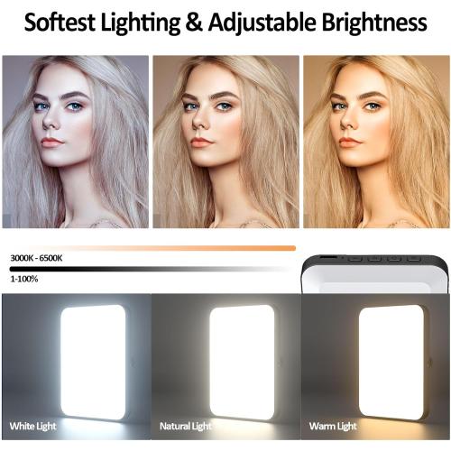 XINBAOHONG Rechargeable Selfie Light, Clip Fill Light for Phone Laptop Tablet Portable Light for Video Conference Live Streaming Zoom Call Makeup Picture (Black)