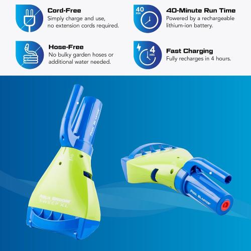 POOL BLASTER Aqua Broom Sweep XL Cordless Rechargeable Pool Vacuum for Hot Tub, Spa & Spot Cleaning in Above Ground & Inground Pools, 40 Min Run Time, Pole Set, Battery-Powered Hot Tub Vacuum Spa Vac