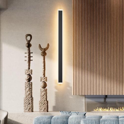 2 Pack 47.2In Long Outdoor Wall Light IP65 Waterproof,35W Black Modern LED Exterior Wall Sconce 3000K Linear Wall Mount Lighting for House Porch Courtyard