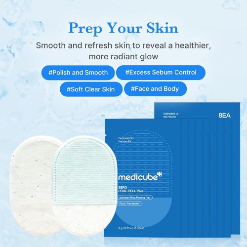 medicube Zero Pore Peel Pads | Smoothing Mitt for Face & Body | Rice Extract, Natural AHA & Panthenol | Double-Sided Organic Cotton & Microfiber Pads | Polish for Smooth, Clear Skin