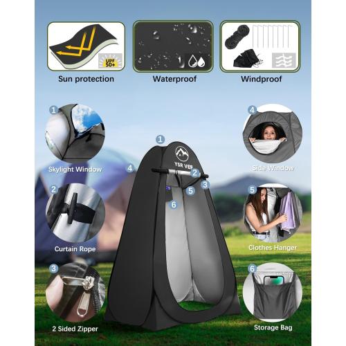 Camping Toilet with Pop-Up Privacy Tent and Liquid Waste Gel, Portable Toilet for Camping with Large Tent, Ergonomic Potty Provides Enhanced Comfort, Suitable for All Ages