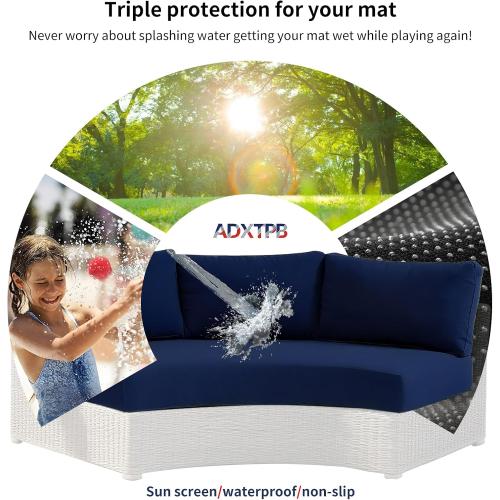 Outdoor Curved Cushion Covers Olefin,Waterproof Half Moon Patio Furniture Sofa Cushions Cover with Non-Slip Bottom,Cover ONLY (Navy Blue, 77 * 40 * 28 * 5.3in)