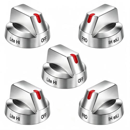 Upgraded DG64-00473A Stainless Steel Reinforced Stove Knob Replacement for Samsung Gas Stove - Anti-Crack Metal Insert Burner Dial Set (5-Pack)