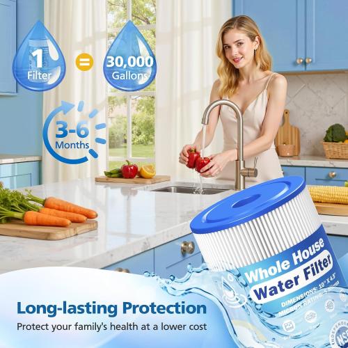 5 Micron 10 x 4.5 Whole House Water Filter Compatible with GE FXHSC, GXWH40L, Plumber W50PEHD, Culligan R50-BBSA, Pentek R50-BB, W10-PR, DuPont WFHDC3001, W50PEHD, High Flow Sediment Filters, 4 Pack