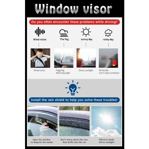 Vent Shades Rain Guards for Jeep Cherokee 2014 2015 2016 2017 2018 2019 2020 2021 2022 2023 Accessories, for Jeep Cherokee Window Deflectors Window Visors