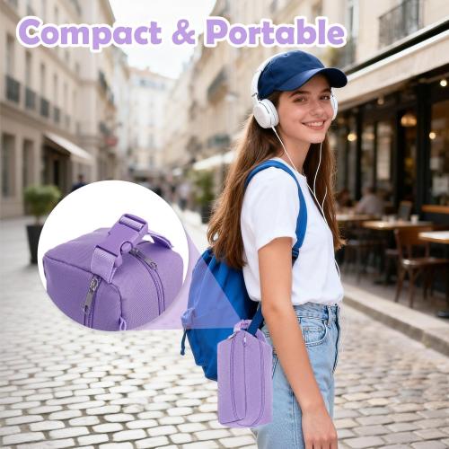 Fammart Freezable Snack Bag with Removable Ice Packs, Small Insulated Lunch Bag Mini Cooler, Leakproof Reusable Snack Lunch Box with Buckle Handle for Work, Travel, Office - Purple