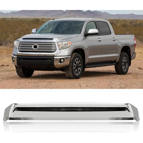 Front Upper Hood Bulge Molding Grille Trim Compatible with 2014-2021 Toyota Tundra Hood Scoop Grill Trim Hood Molding Replacement for 76180-0C030 (Chrome)