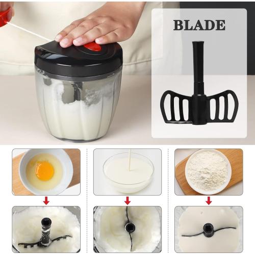 Black and Red 900ml Cambom Manual Food Chopper Vegetable Cutter, Hand String Vegetable Chopper Onions Cutter for Vegetable Fruits Nuts BPA Free Food Safe Material, 900ml Black