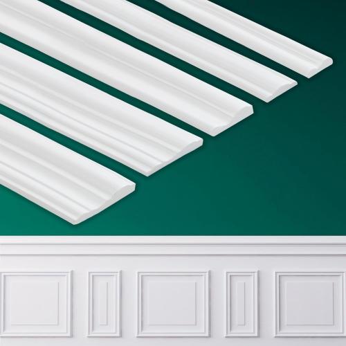 Coengwui Peel and Stick Wall Molding, Chair Rail Wainscoting Panel, Finish Trim for Home Decoration (Paintable White, 19.6ft x 2.4in)