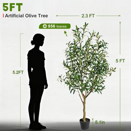 Tall Artificial Olive Tree Faux Trees Indoor Outdoor Realistic Floor Plant Large Fake Plants for House Modern Home Living Room Master Bedroom Office Front Porch Decor Outside Patio para decoracion
