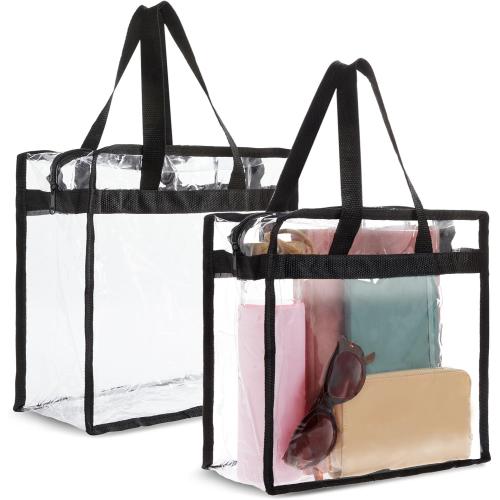 2Pack...Juvale Clear Stadium Approved Bags - 12x6x12 Large Transparent Tote Bags with Zippers and Handles