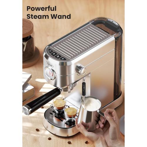 Gevi Commercial Espresso and Coffee Makers, Professional 20 Bar Espresso Maker with Milk Frother, Stainless Steel Expresso Coffee Machines for Home, Compact Cappuccino Machine, Great Gift
