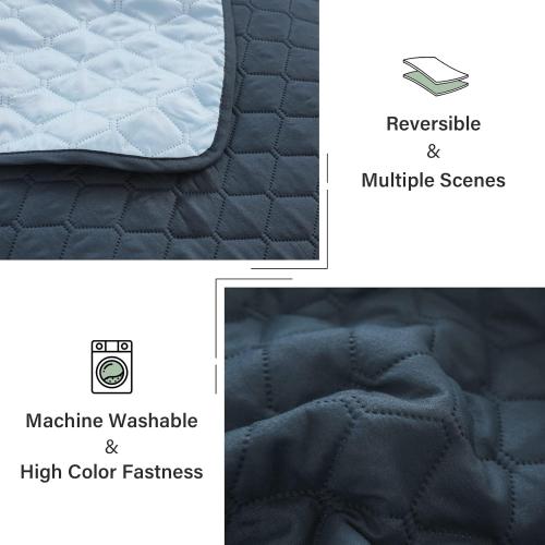 Exclusivo Mezcla Reversible Full Queen Quilt Bedding Set with Pillow Shams, Lightweight Quilts Queen Size, Soft Bedspreads Bed Coverlets for All Seasons - (Navy Blue, 90x96)
