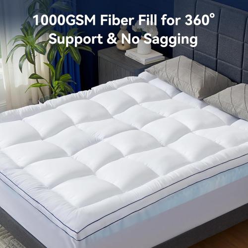 King Size Dual Layer 4 Inch Memory Foam Mattress Topper, 2 Inch Cooling Gel Memory Foam and 2 Inch Soft Pillow Top Mattress Pad Cover for Back Pain Relief, with Elastic 21 Deep Pocket