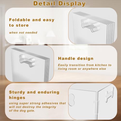 Clear Acrylic Dog Gate, 6 Panel 120 W x 24 H, Transparent Freestanding Pet Playpen Indoor, Foldable Pet Fence Barrier for Doorway with Handle/Support Feet
