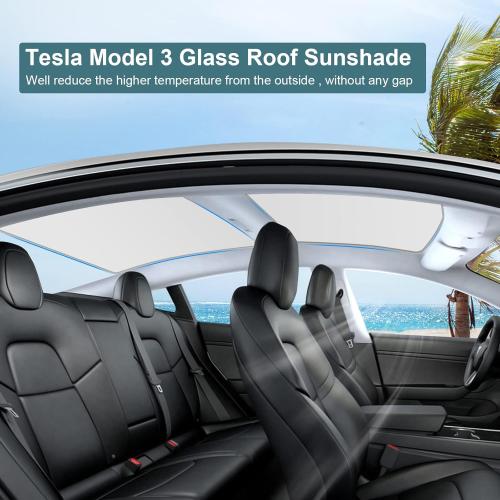 Roof Sunshades for Tesla Model 3, Upgraded Sunroof Shade Sunshade Roof Sun Shade for Tesla Model 3 Accessories 2017-2020 (Ice White)