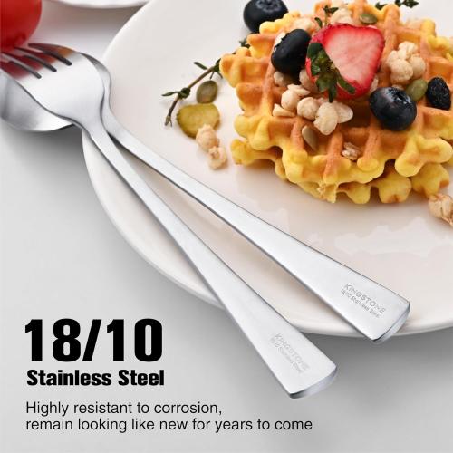 KINGSTONE Silverware  18/10 Stainless Steel Flatware Set,Forged Cutlery Set Matte Satin Finish, Dishwasher Safe