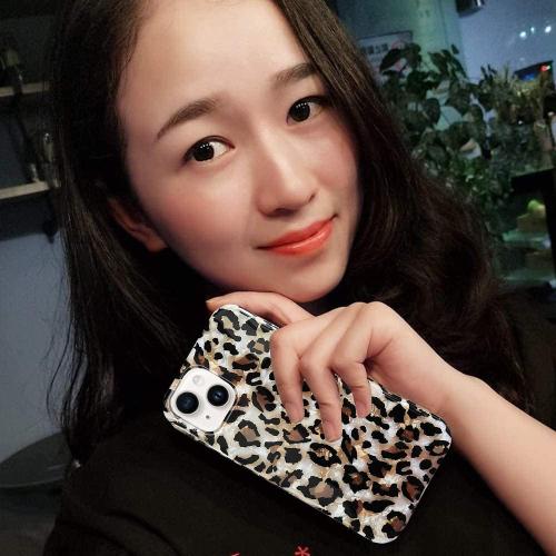 J.west Case Compatible with iPhone 14 Case,Luxury Sparkle Translucent Clear Vintage Leopard Print Soft Silicone Cover for Girls Women Protective Phone Case for iPhone 14 6.1 inch Cheetah