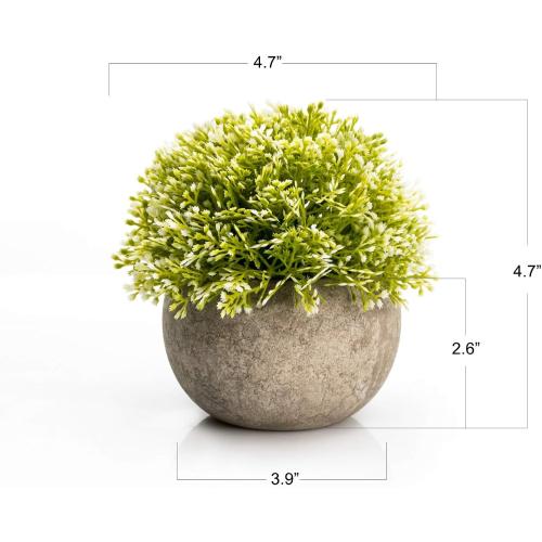 Velener White Mini Artificial Plant Topiary Ball Pot Set- Magnolia Flowers Cottagecore Decor Indoor Plant Shelf Home Office Small Desk Decorations Green Room Accessories Bathroom Kitchen Counter Aloe