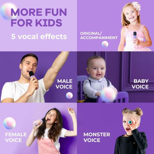 Mini Karaoke Machine with 2 Wireless Microphones, TOP Kids Gifts for Girls Ages 3, 4, 5, 6, 7, 8, 9, 10, 11, 12  Years Old, 4-12th Christmas Birthday Toy Gift for Girls Boys Party (Purple)