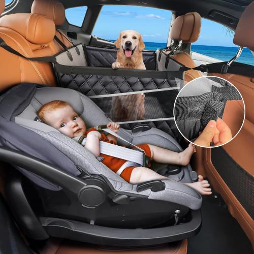 MIXJOY Dog Car Seat for Large Medium Dogs, Back Seat Extender for Pets, Waterproof Pet Carseat for Medium Sized Dog, Hammock for Pet, with Storage Pocket for Cars/SUV/Truck(L)