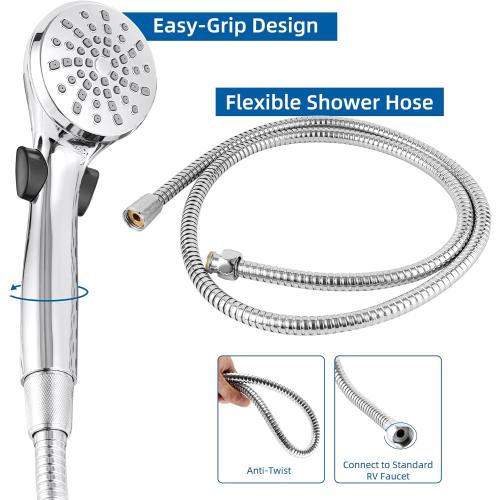 Hibbent RV Handheld Shower Head Water Saving with 59'' Hose, Chrome