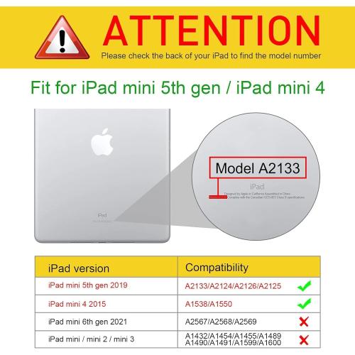 Rotating Case for iPad mini 5 2019/Mini 4 2015 (5th/4th 7.9 inch), Folding Smart Case Stand Shockproof TPU Cover with Pencil Holder Auto Sleep/Wake for Women Girl, Flower Hummingbird