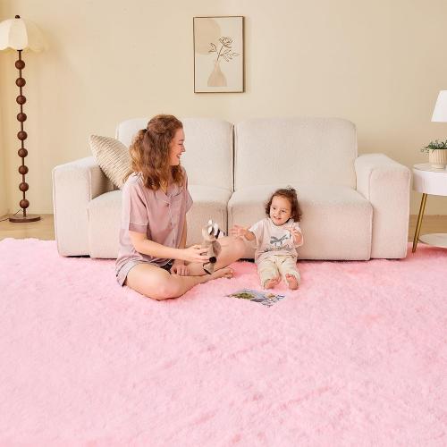 OPHANIE 4x6 Pink Rugs for Bedroom, Ultra-Soft Fluffy Area Rugs for Living Room, 4 x 6 Shag Carpet for Nursery, Kids, Girl, Boy, Baby, Plush, Fuzzy, Shaggy, Cute Home Decor